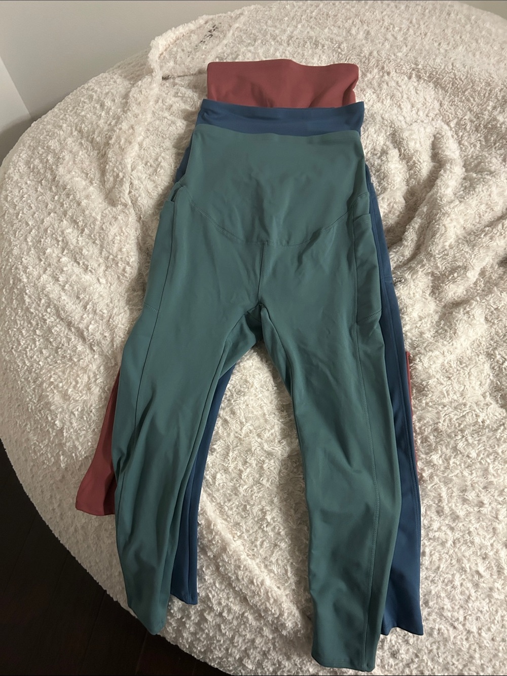 3-Maternity Leggings Teal, Blue & Rose